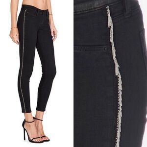 HUDSON Chain Metal Fringe Luna Super Skinny Moto Jeans